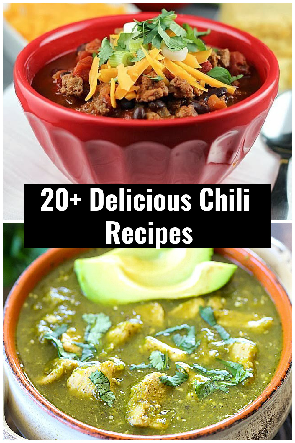 It's that time of year! Time for a giant bowl full of chili! Here are over 20 Chili Recipes that you NEED to make this season. Check out this 20+ Chili Round Up for some great ideas on what chili recipes you need to try! #chili #roundup #dinner #dinnerideas #recipes via @jennikolaus