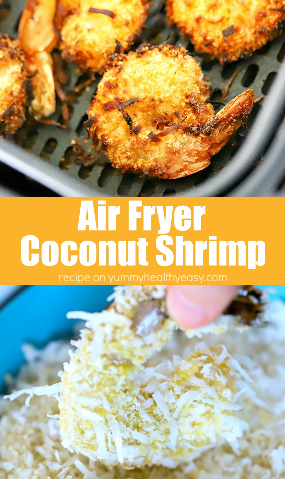 Need a fun and healthier appetizer? Make this Air Fryer Coconut Shrimp Recipe! It's an easy recipe that's cooked in the air fryer - not oil - so it saves calories but still tastes absolutely amazing! It's so easy to make! #airfryer #shrimp #coconutshrimp #appetizer #yummyfood #yummyhealthyeasy #healthyrecipes #deliciousrecipes #easyrecipe #funtomake #recipe via @jennikolaus