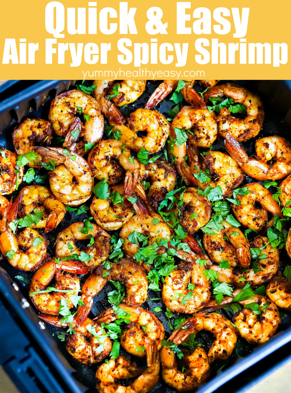 This Air Fryer Spicy Shrimp Recipe is so easy to make and only takes a few minutes in the air fryer! Toss shrimp in an easy spice mix and you have yourself a delicious appetizer, snack or dinner (great in tacos, burritos or over rice!) #shrimp #shrimprecipe #recipe #dinner #dinnerrecipe #healthyfood #airfryer #airfryerdinner via @jennikolaus
