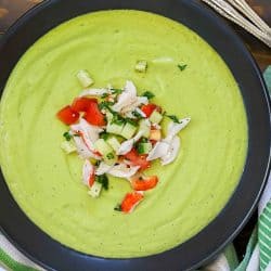 Try avocado in a new way and make this Avocado Soup with Crab! Tons of flavor packed into this dairy-free, vegetarian soup. Try topping with a little crab and cucumber salad for a little oomph!