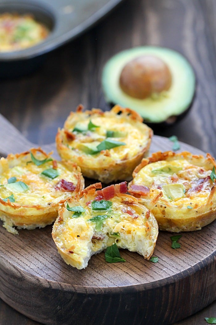 Easy Breakfast Bacon Avocado Hash Brown Egg Cups