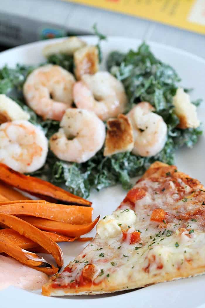 Making healthy side dishes doesn't have to be hard or take a lot of time! Try these 2 easy side dishes: Baked Sweet Potato Fries (with a yummy Sriracha dipping sauce) and Shrimp Kale Caesar Salad! They're ready in no time! AD