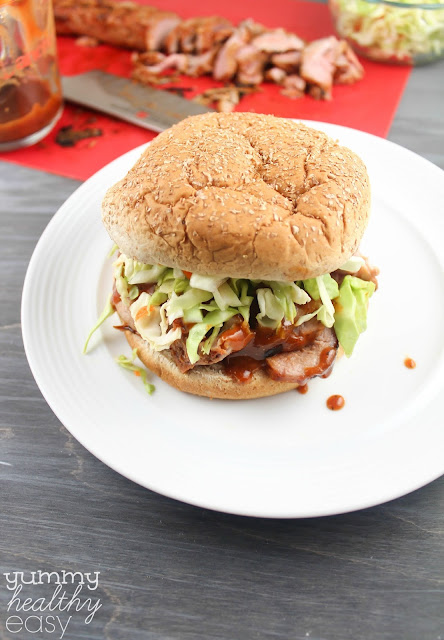 Quick BBQ Pork Sandwiches with Homemade BBQ Sauce & Slaw