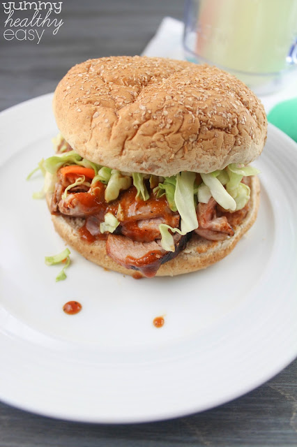 Quick BBQ Pork Sandwiches with Homemade BBQ Sauce & Slaw
