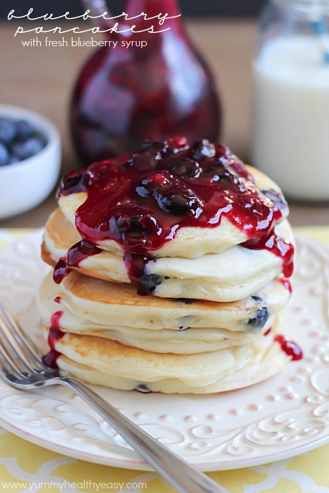 Blueberry Pancakes with Fresh Homemade (easy!) Syrup - say hello to your new favorite breakfast!