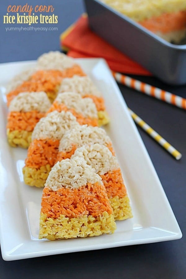 Candy Corn Rice Krispie Treats - 21 Cute Halloween Snacks for Kids!