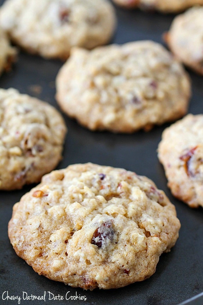Oatmeal Date Cookies that are chewy and soft in the center but crispy on the edges! The perfect oatmeal cookie filled with chewy dates and crunchy pecans. You will love adding these to your holiday baking list! AD