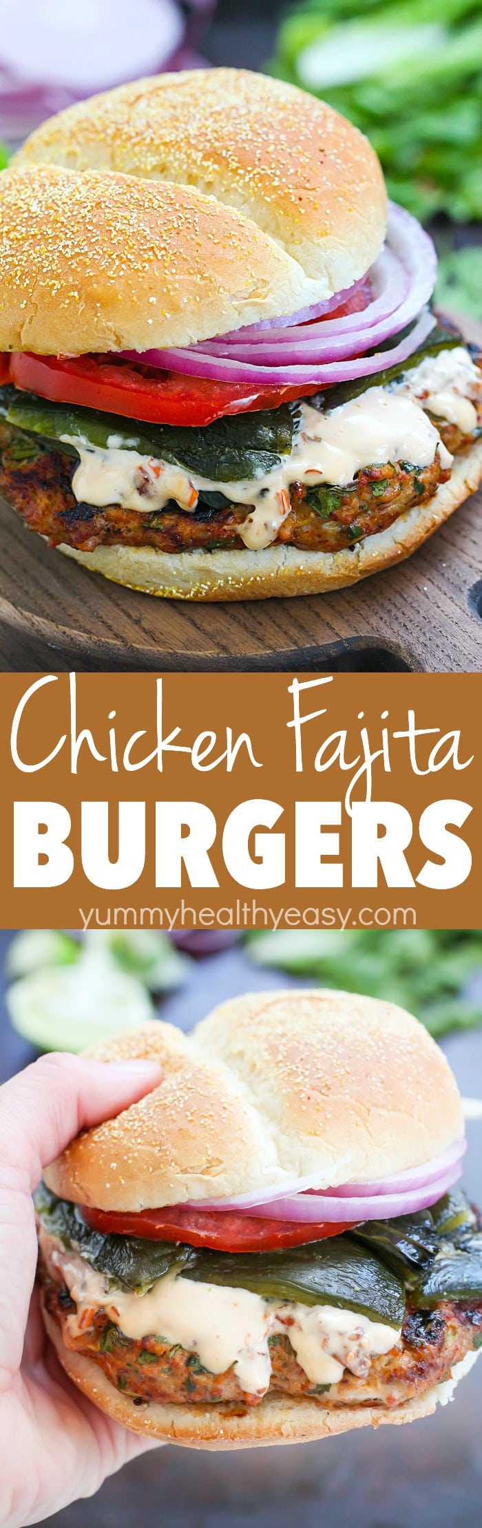 I make these all the time, they're my very favorite burger recipe! My very favorite Burger Recipe! It contains all your favorite fajita flavors rolled into a burger! Flavorful Chicken Fajita Burger with Roasted Peppers and Chipotle Mayonnaise will be a dinner WIN! via @jennikolaus