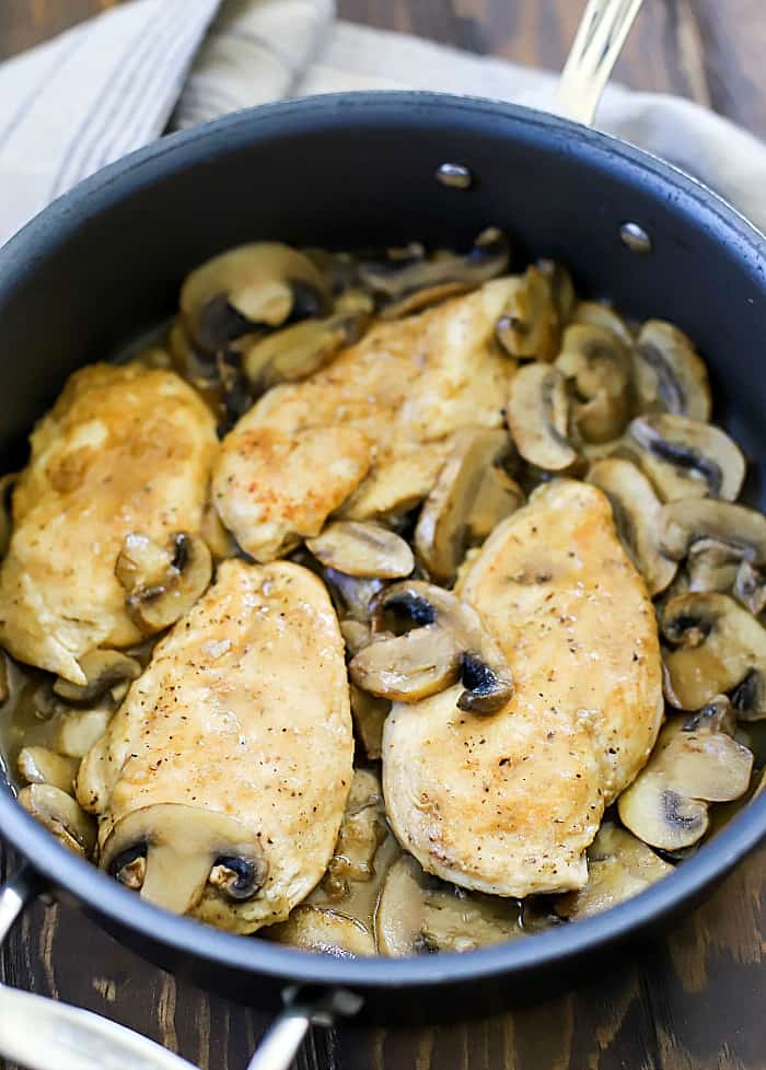 This Easy Chicken Marsala Recipe is easy to make and done in under 30 minutes! Serve with a side of steamed veggies for a low carb dinner!
