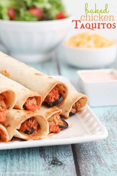 Baked Chicken Taquitos - yummy baked rolled tacos that are cooked in under 30 minutes!