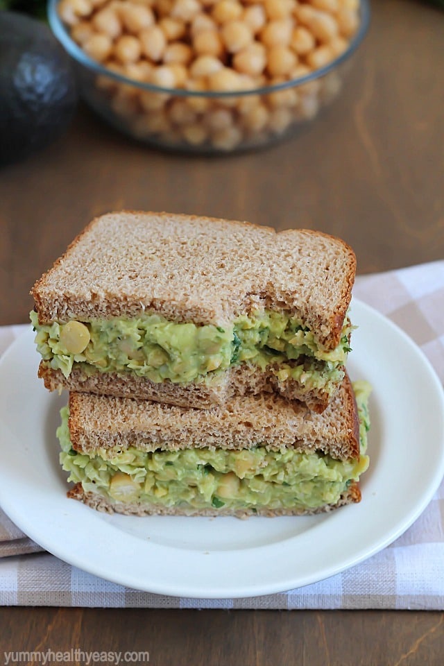 A light and healthy sandwich made with smashed chickpeas, avocados and herbs. Yum!