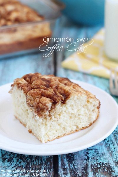 Cinnamon Swirl Coffee Cake - quick and easy coffee cake made using baking mix and with cinnamon swirls throughout!