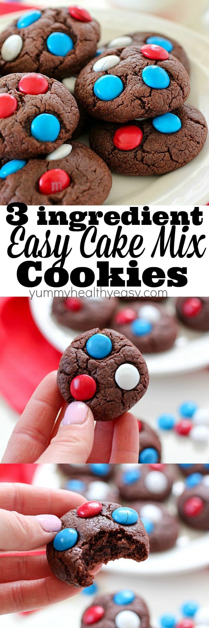 3-Ingredient Easy Cake Mix Cookies are just about as easy as "homemade" cookies can get! Only three ingredients and they bake up in under 10 minutes! These are great for the beginning baker or for anyone that's in a rush and needs a quick cookie recipe!