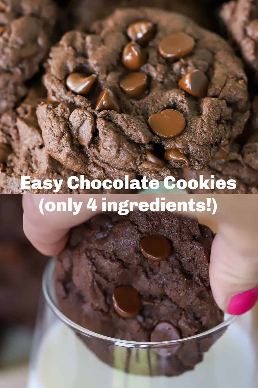 Need a chocolate fix but don't want to measure out ingredients? Try these 4 ingredient Easy Chocolate Cookies. So quick to make, even my kids can make them! And they are soooo good! via @jennikolaus