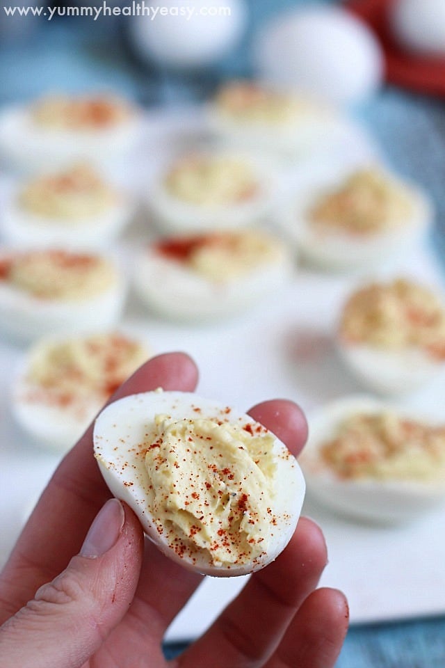 Easy Deviled Eggs - creamy, simple, delicious recipe. Perfect to bring to a party, everyone loves these! Easy Deviled Eggs - creamy, simple, delicious recipe. Perfect to bring to a party, everyone loves these!