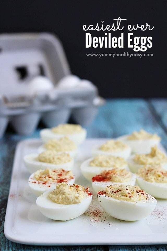 Easy Deviled Eggs - creamy, simple, delicious recipe. Perfect to bring to a party, everyone loves these! Easy Deviled Eggs - creamy, simple, delicious recipe. Perfect to bring to a party, everyone loves these!