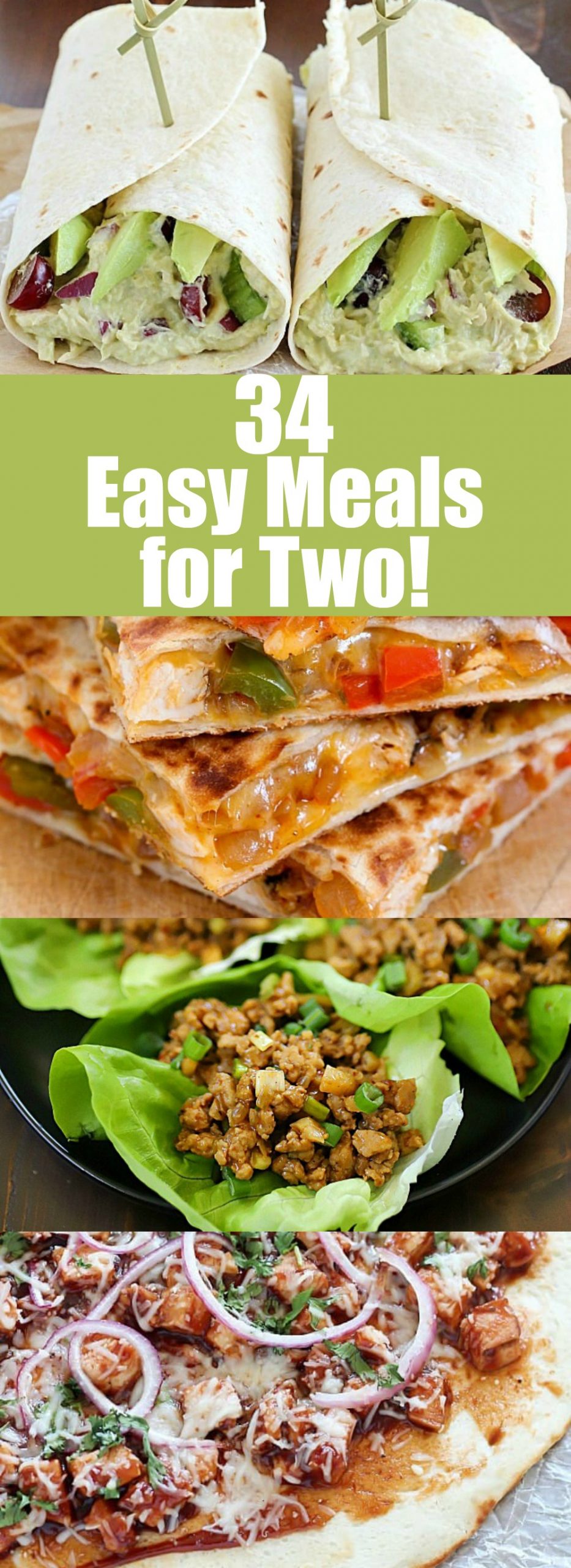 Need a smaller meal to cook at home? Here are 34+ easy meals for two that are sure to help you out in the kitchen! Healthy meals for two are a great way to show your love to your loved one and share a great meal with the person you want to be with. I decided to do a roundup post on recipes that gear toward recipes that are for people that only need a few servings and make some really great leftovers. :) #roundup #leftovers #dinnersfortwo #easydinner #dinner #healthydinner via @jennikolaus