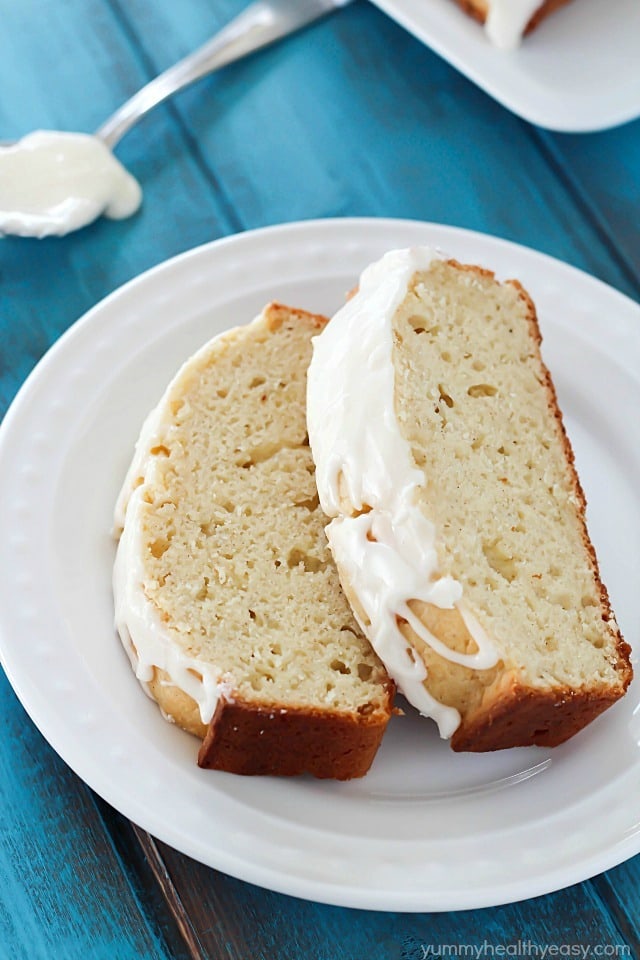 Light and moist eggnog bread drizzled with an eggnog glaze. So much flavor packed into one loaf! Soft, moist and delicious. This is a must-make!