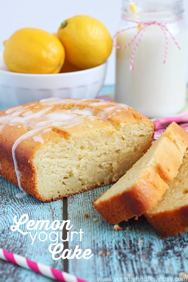 Moist, decadent lemon cake made with Greek yogurt and soaked with a lemon-sugar mixture to make it extra moist and extra lemony! Moist, decadent lemon cake made with Greek yogurt and soaked with a lemon-sugar mixture to make it extra moist and extra lemony!