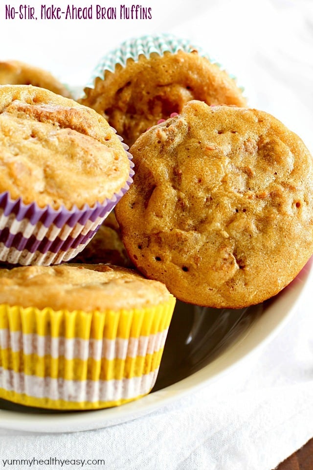 Bran Muffins are one of my favorite breakfasts ever! Make the batter up ahead of time and refrigerate until ready to bake. No need to ever stir the batter once you've refrigerated! These muffins are incredibly light, fluffy, flavorful and absolutely delicious! A family-favorite! AD #lifewithless #truvia