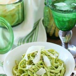 Pasta tossed in a Light Avocado Cream Sauce = the best pasta dinner you will ever eat! No joke, this pasta is so delicious. You won't believe the flavor in this healthier cream sauce. With only a few ingredients, it's incredibly easy to prepare and healthier than a traditional cream sauce! This is a great weeknight meal but fancy enough to serve for a nice dinner! AD