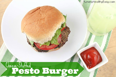 Cheese-Stuffed Pesto Burger