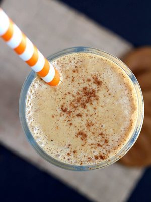 Creamy, smooth pumpkin milkshake made without ice cream! Once you try this method, you'll never make a milkshake with ice cream again!