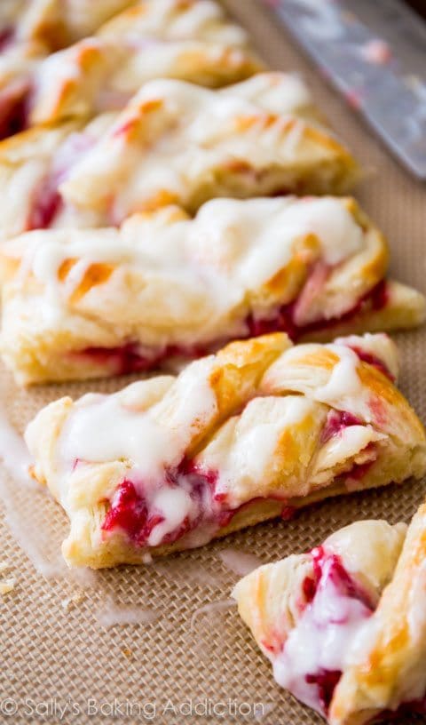 Iced Raspberry Danish Braid by Sally's Baking Addiction