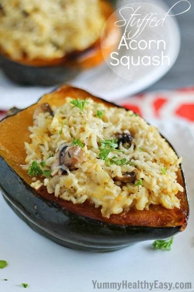 Stuffed Acorn Squash that's incredible and perfect for a holiday side dish - or just a regular side dish!