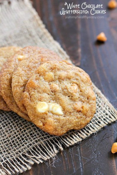 The Best Ever White Chocolate Butterscotch Cookies - these are incredible! White chocolate and butterscotch chips melted inside buttery, soft cookies. To-die-for.