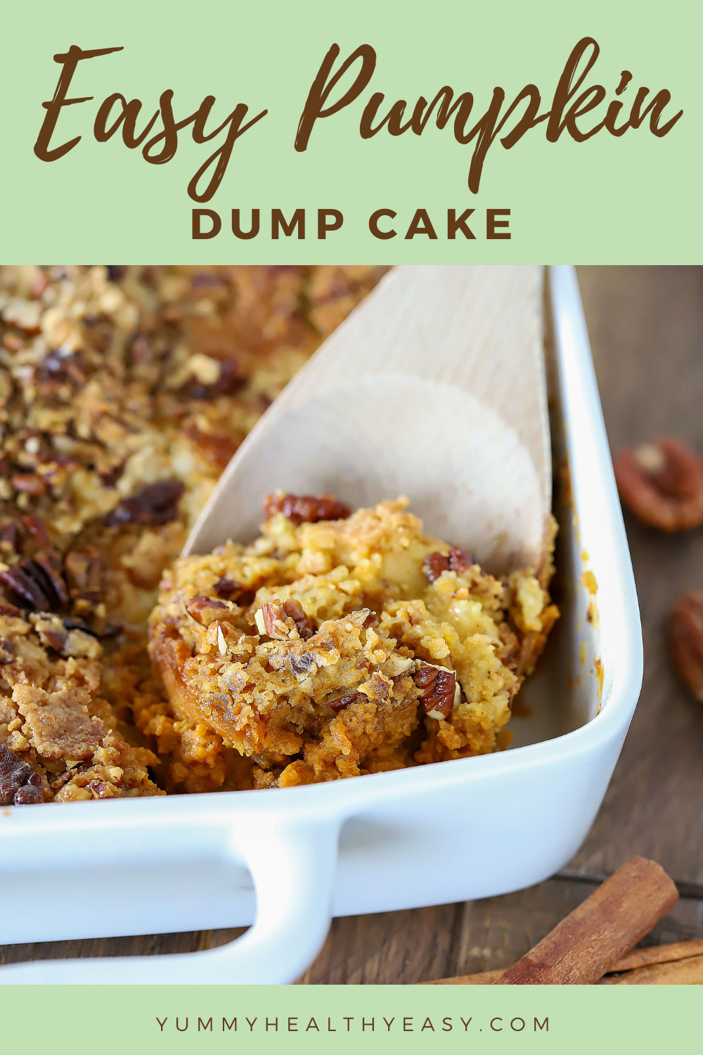Ready for the best combination of flavors and textures? This Easy Pumpkin Dump Cake combines all the flavors of fall, only has a few ingredients, is quick to whip up and tastes incredible! via @jennikolaus